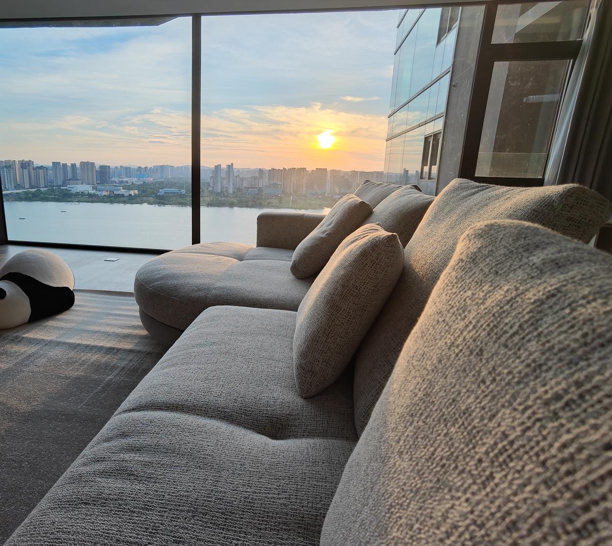 Loose cushions in evening light
