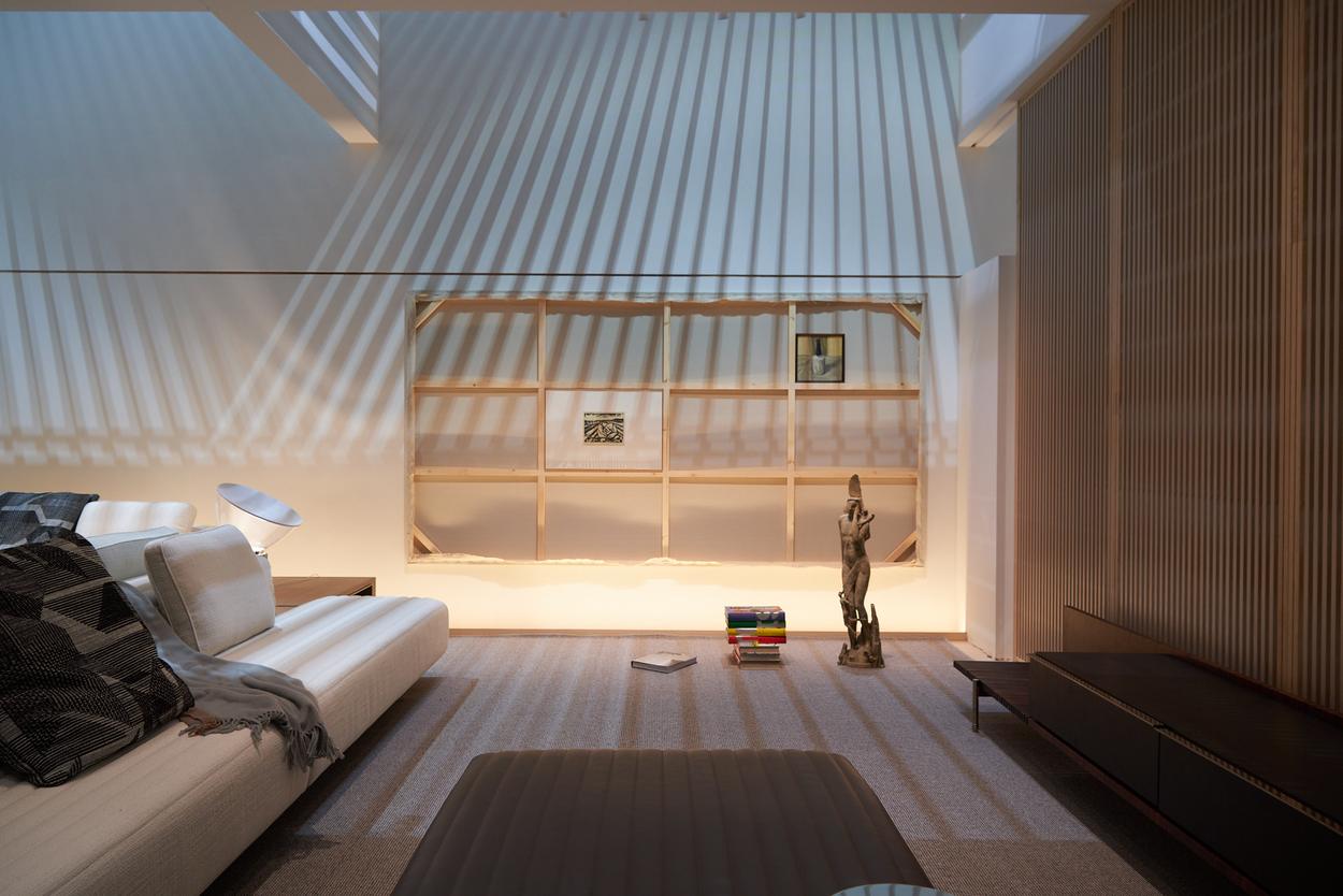 Seating against the timber-framed back wall
