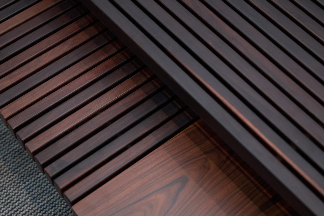 Solid walnut slats, hand-finished